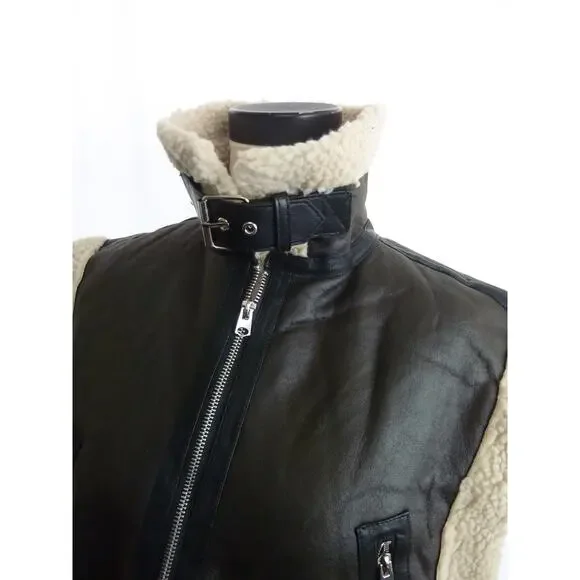 NWT Commense Faux Leather Sleeveless Flight Crop Jacket M - Picture 4 of 7